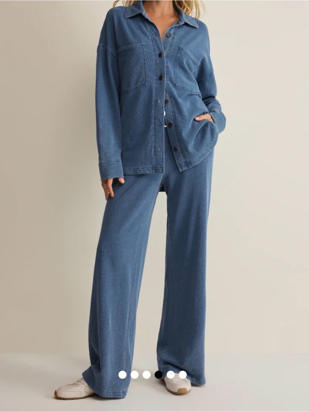 Z Supply Washed Blue Button-Down Oversized Shirt - Picture 3 of 8